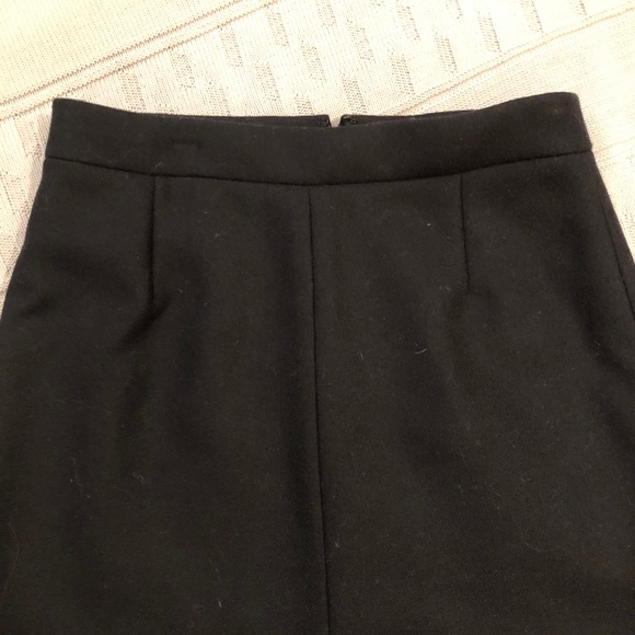 NWOT J.Crew Black Wool Skirt with Front Slit - Picture 5 of 8